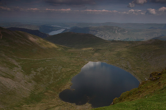 Red Tarn and Ullswater from Helvellyn Summit
