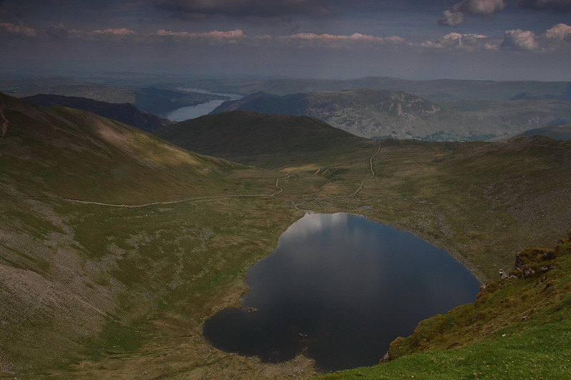 Red Tarn and Ullswater from Helvellyn Summit
