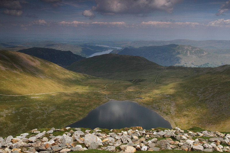 Red Tarn and Ulswater from Helvellyn Summit