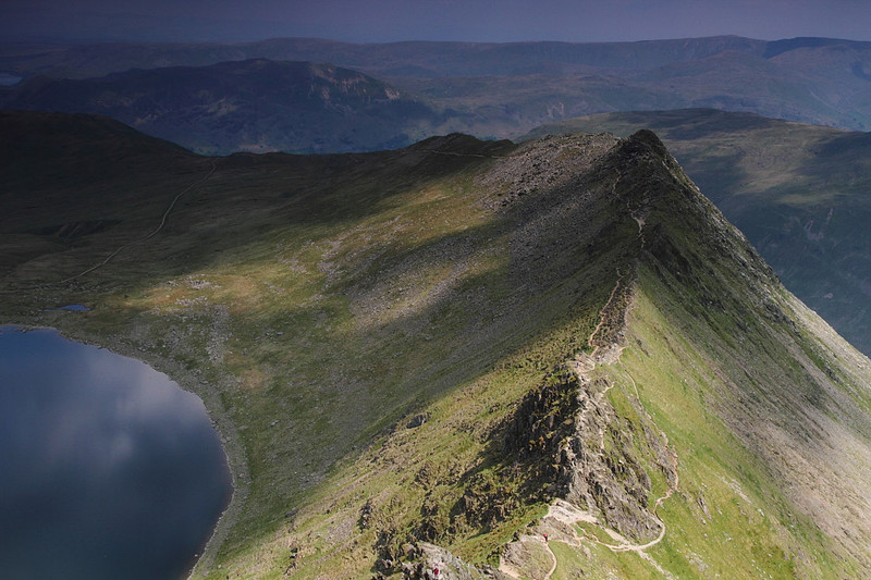 Red Tarn and Striding Edge from Helvellyn Summit