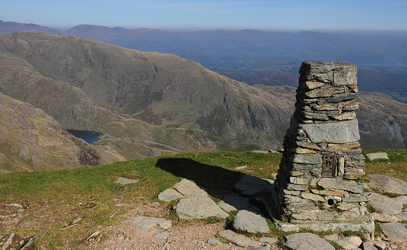 Ordnance Survey pillar, summit of Old Man of Coniston