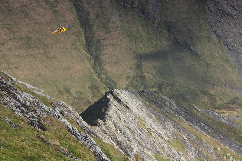 Sharp Edge and practicising rescue helicopter