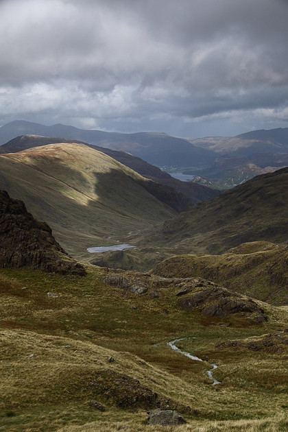 Styhead Tarn and Derwent Water from Corridor Route